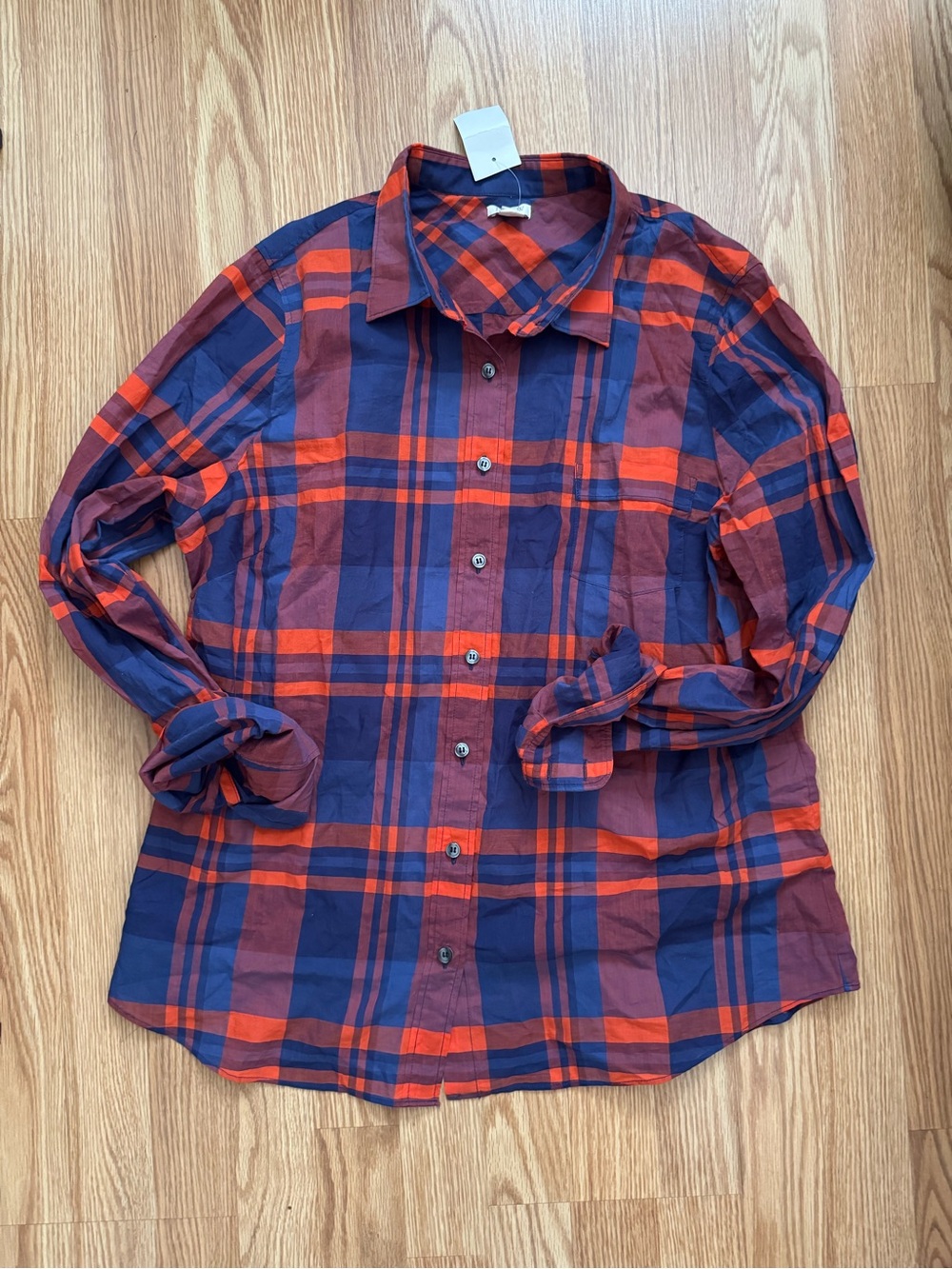 J. Crew Red & Navy Plaid Long-Sleeve Button-Down Shirt